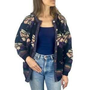 BROOKS BROTHERS 1818 VINTAGE CHUNKY 100% WOOL HANDKNIT CARDIGAN SWEATER